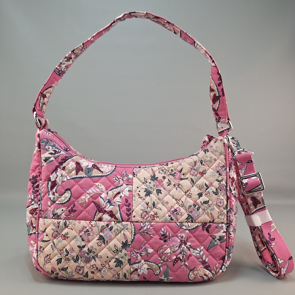Vera Bradley NEW Frannie Crescent Botanical Paisley Pink Patchwork Crossbody Bag